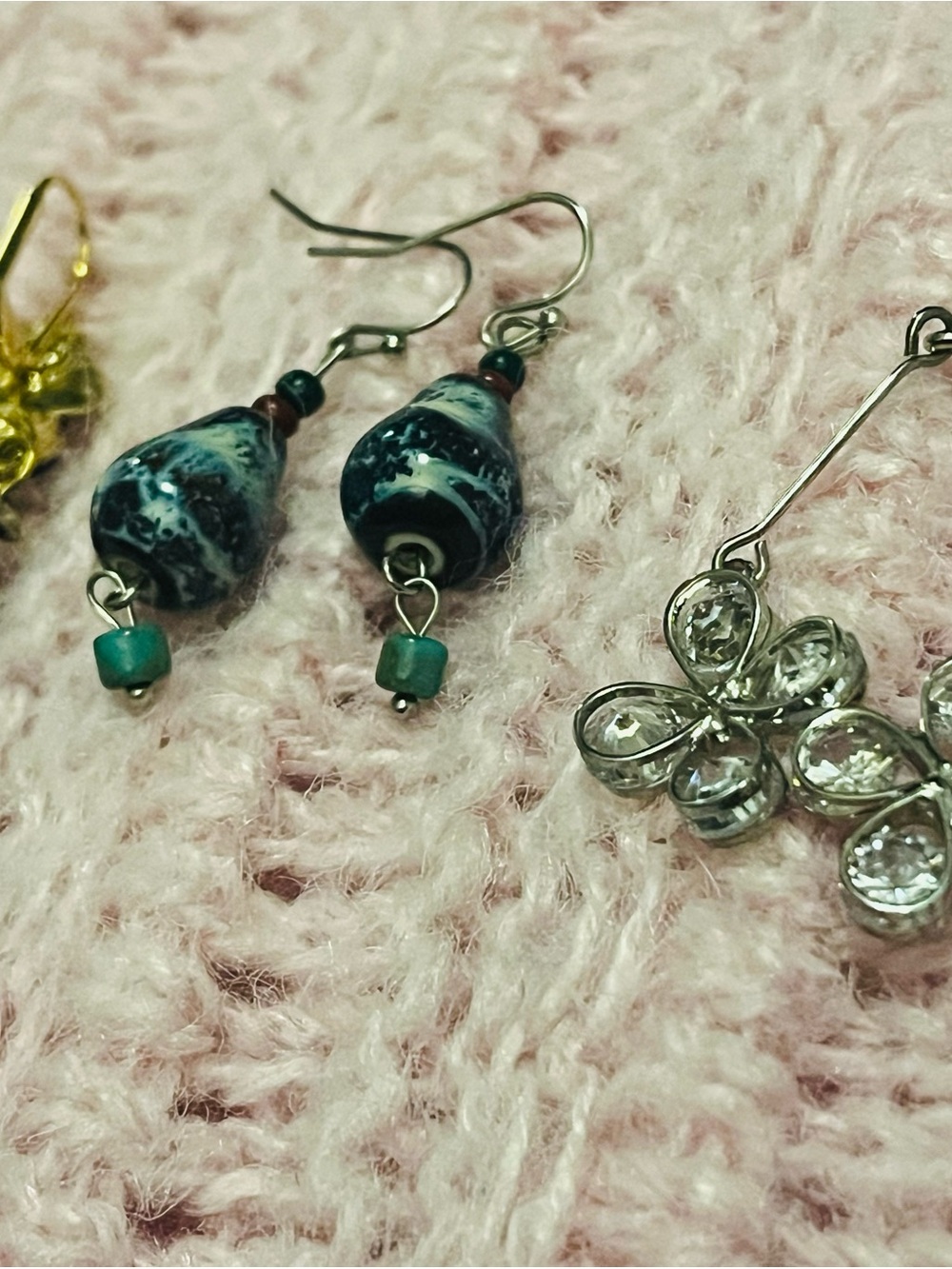 5 Pairs Vintage Y2K Dangle Earrings Bundle Crystal Bead Boho Jewelry Set - Picture 3 of 5